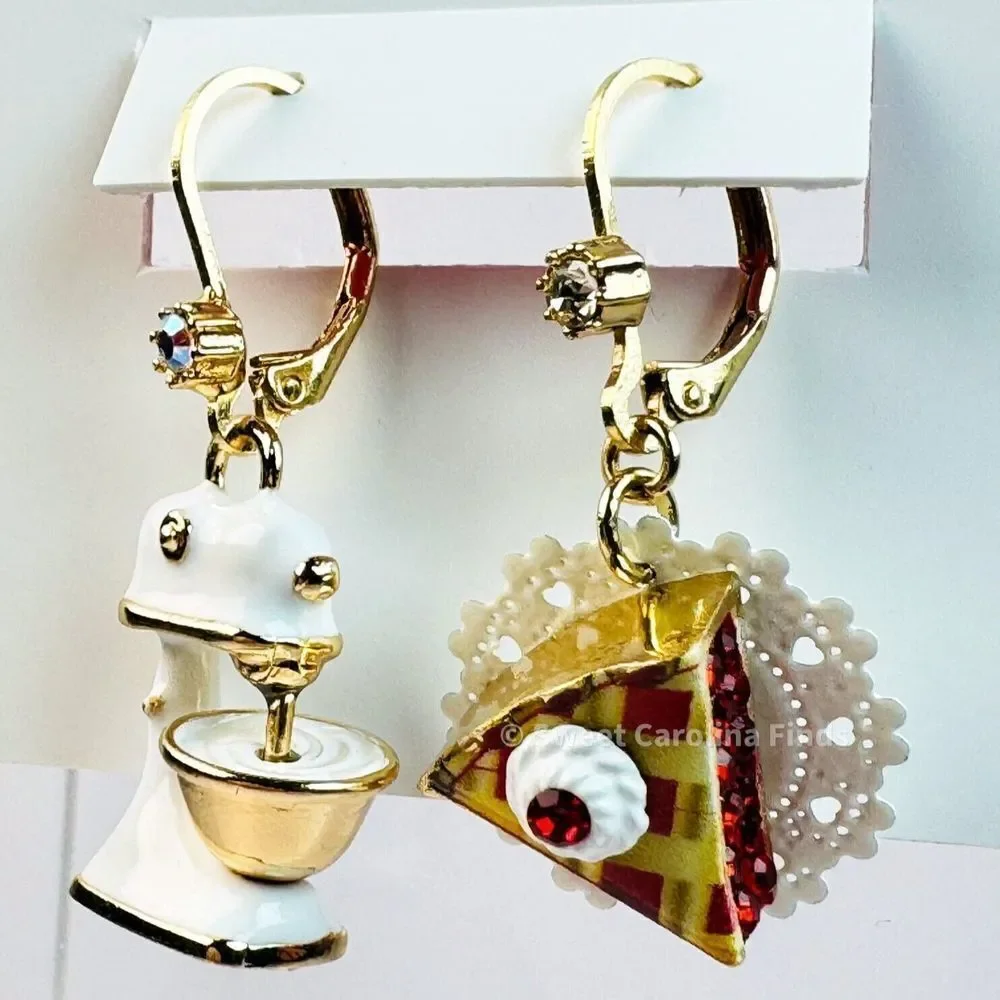 Betsey Johnson • Babycakes Pie & Mixer Earrings • Mismatch Drop • Cherry Pie - Picture 11 of 12